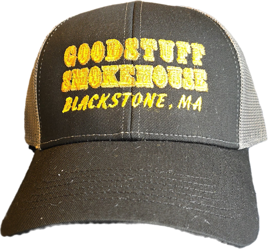 Goodstuff Smokehouse Logo hat Black on Grey